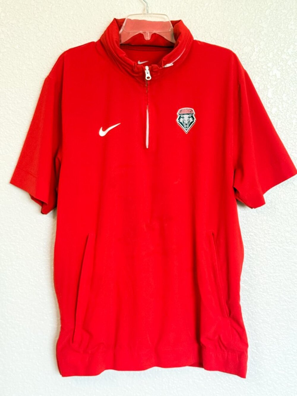 Nike New Mexico Lobos Football Short Sleeve 1/4-Zip Sideline Coach Jacket Large